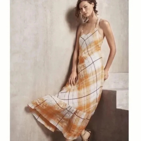 Holding Horses Yellow Plaid Maxi Sun Dress Anthropologie Medium - Picture 12 of 12